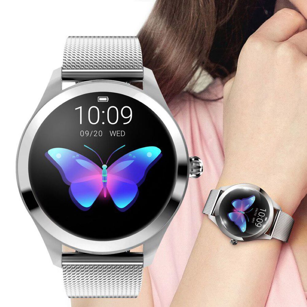 Stilvolle Rose Gold Smartwatch für Damen, aus Edelstahl, ideal als Fitness Uhr & Accessoire.