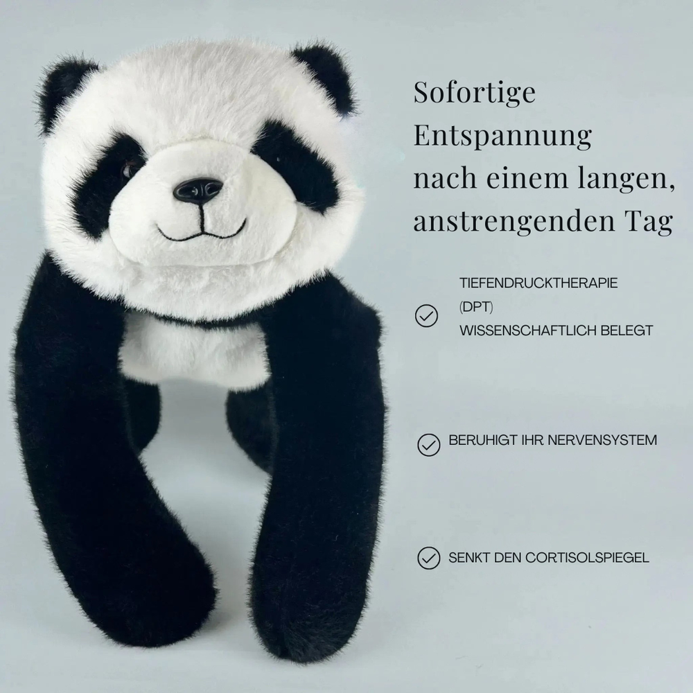 Kuscheliges Panda-Plüschtier mit langen Armen, weich und ideal zum Schmusen. Tolles Kindergeschenk.