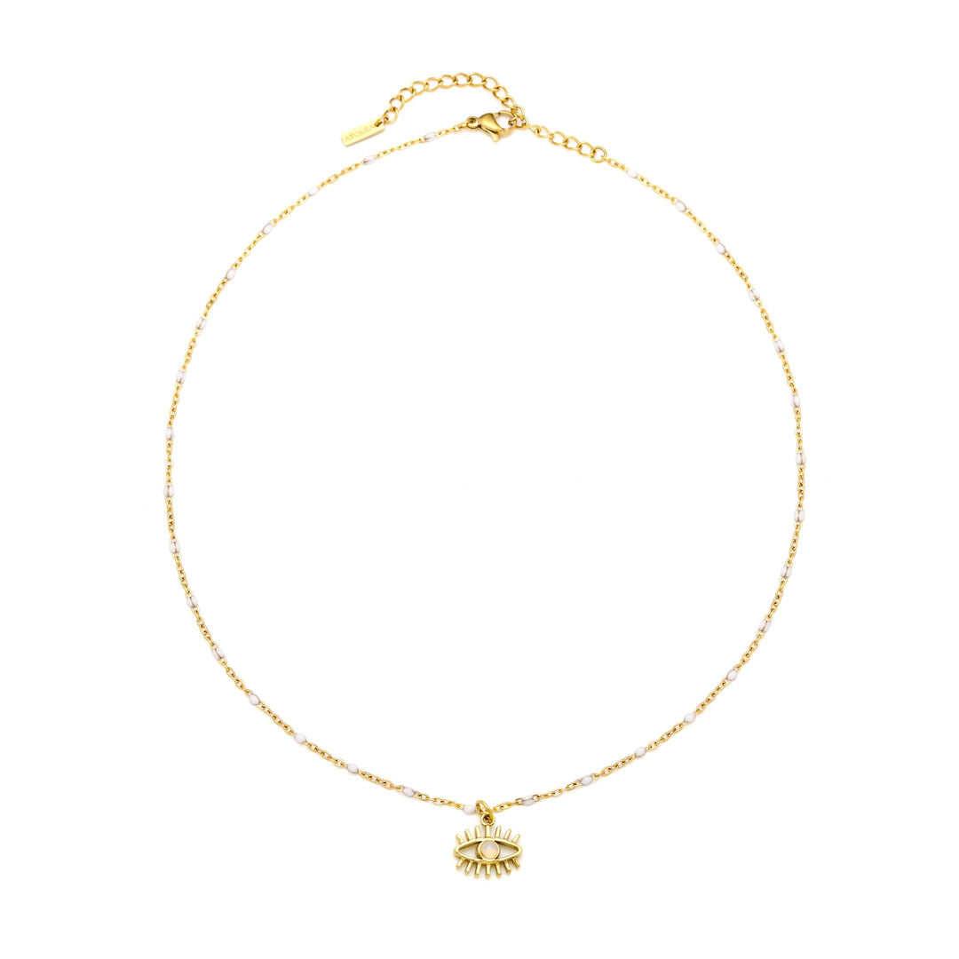 Glänzende Gold Opal Halskette für Damen, aus wasserfestem Edelstahl, verstellbar, modernes Design.