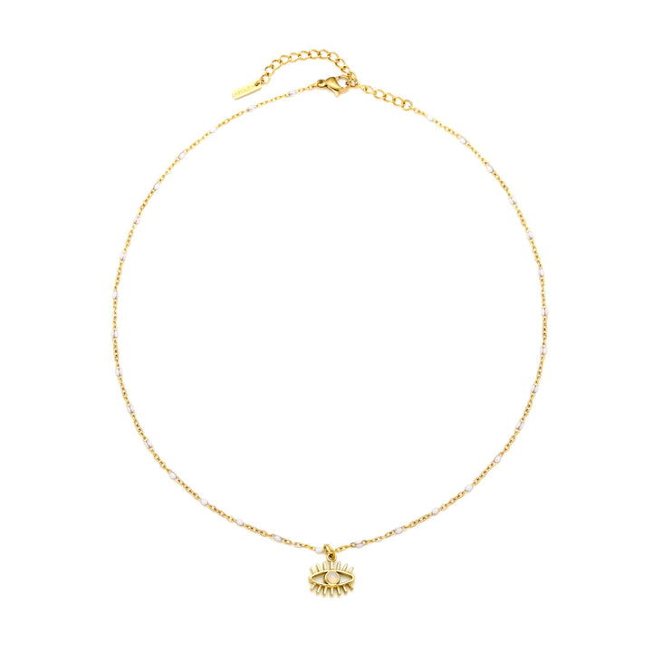 Glänzende Gold Opal Halskette für Damen, aus wasserfestem Edelstahl, verstellbar, modernes Design.