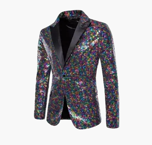 Herren Pailletten Sakko kombiniert. Elegante Abendmode, Glitzer Blazer für Party & Gala. Perfektes festliches Outfit.