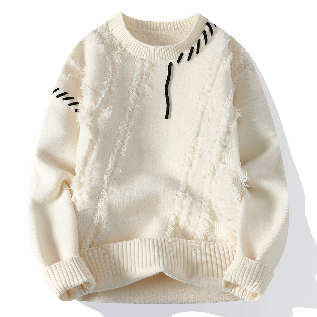 Herren Patchwork Pullover. Bequemer Langarm-Winterpullover für Herbstmode und Freizeit. Stylisches Oberteil.