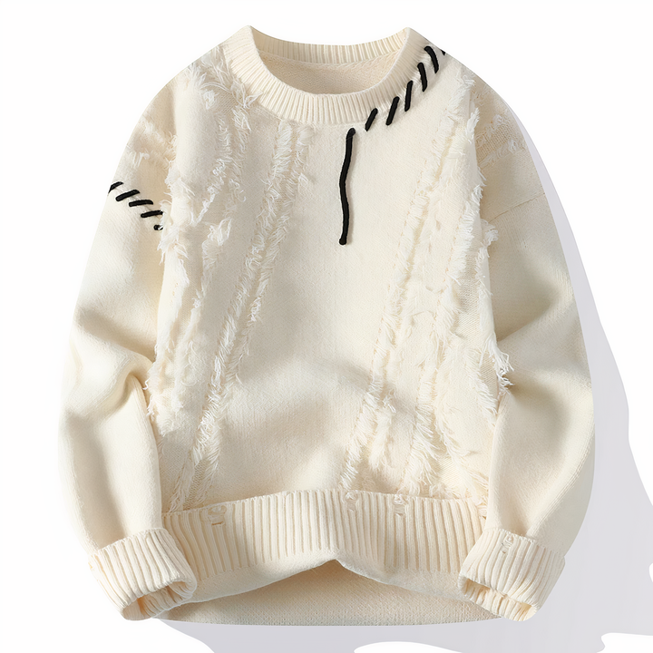 Herren Patchwork Pullover. Bequemer Langarm-Winterpullover für Herbstmode und Freizeit. Stylisches Oberteil.