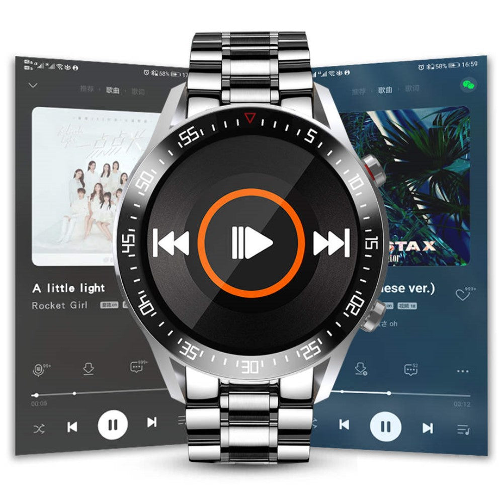 Modernes Wearable: Unisex Edelstahl-Smartwatch für Sport, Business & Alltag. Vielseitige Fitnessuhr.