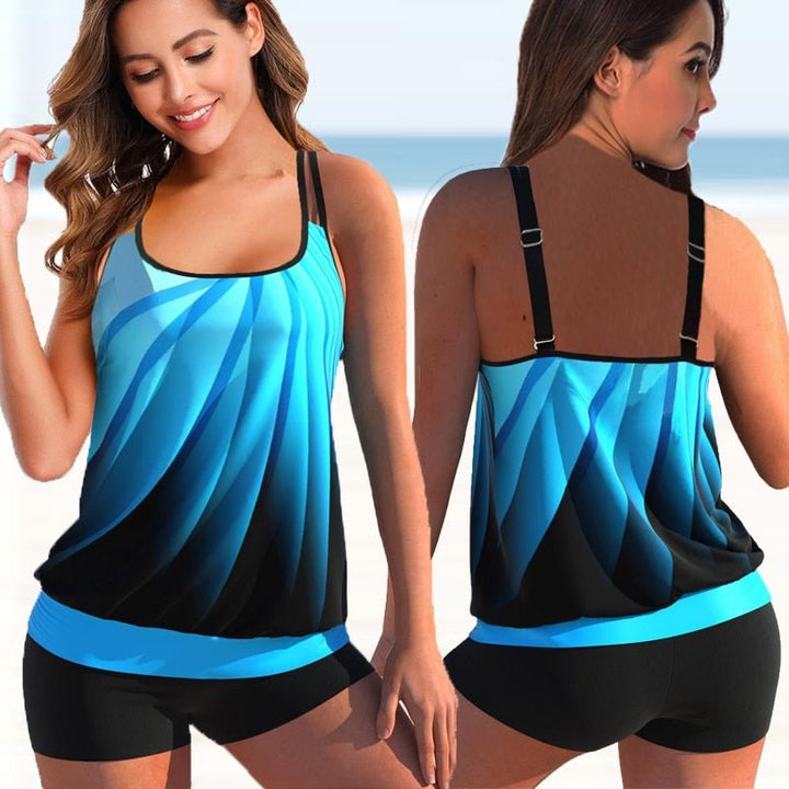 Damen Plus-Size Tankini Set zum Schwimmen. Komfortable Bademode für Pool & Strand, ideal für große Größen.