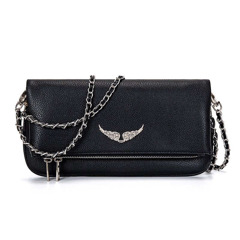 Elegante schwarze Damen Clutch Tasche mit minimalistischem Design, perfekt als Abendtasche und modisches Accessoire.