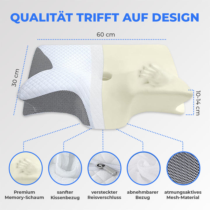 Gesunder Schlaf mit ergonomischem Kopfkissen, perfekt für Rücken- und Seitenschläfer Komfort.